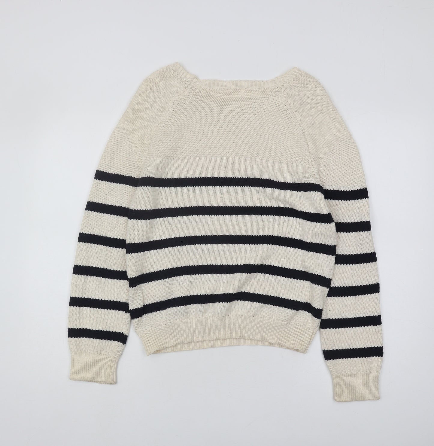NAF NAF Women's Ivory Striped Pullover Jumper Size M