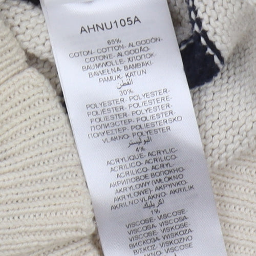 NAF NAF Women's Ivory Striped Pullover Jumper Size M