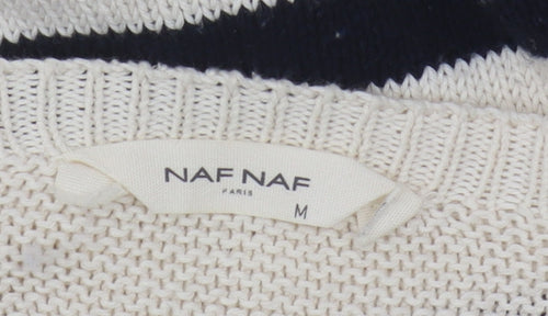 NAF NAF Women's Ivory Striped Pullover Jumper Size M