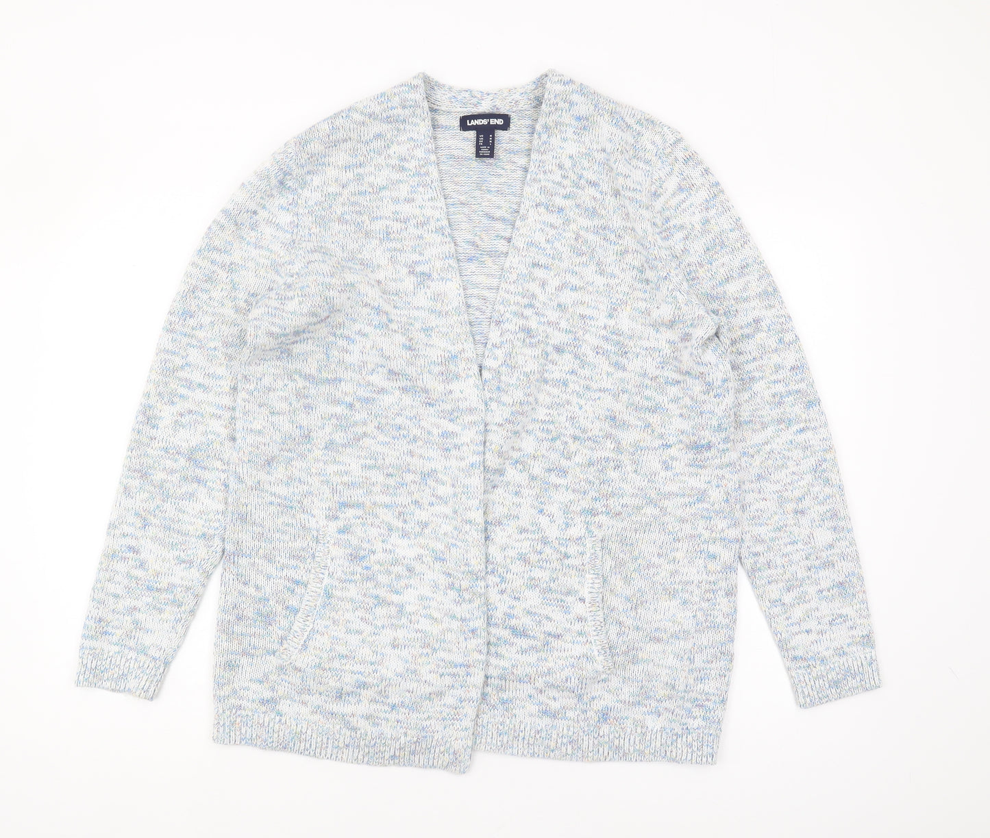 Lands' End Women's Multicoloured Cardigan M V-Neck Knit