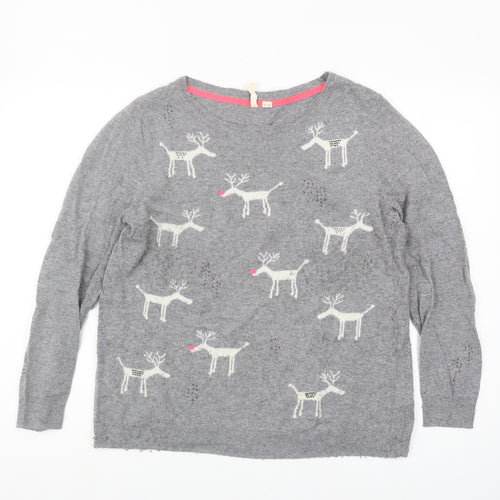 White Stuff Women's Grey Christmas Jumper Size 14