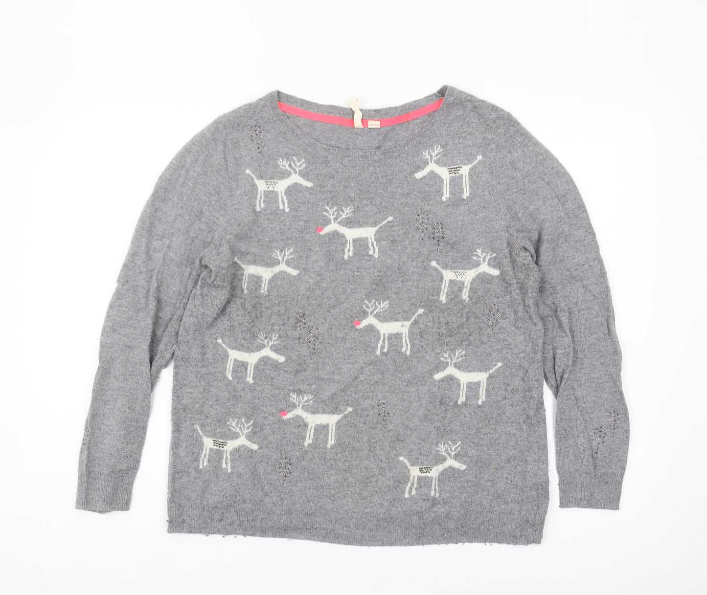 White Stuff Women's Grey Christmas Jumper Size 14