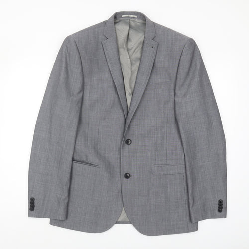 Next Men's Grey Wool Blazer, Size 40R Formal