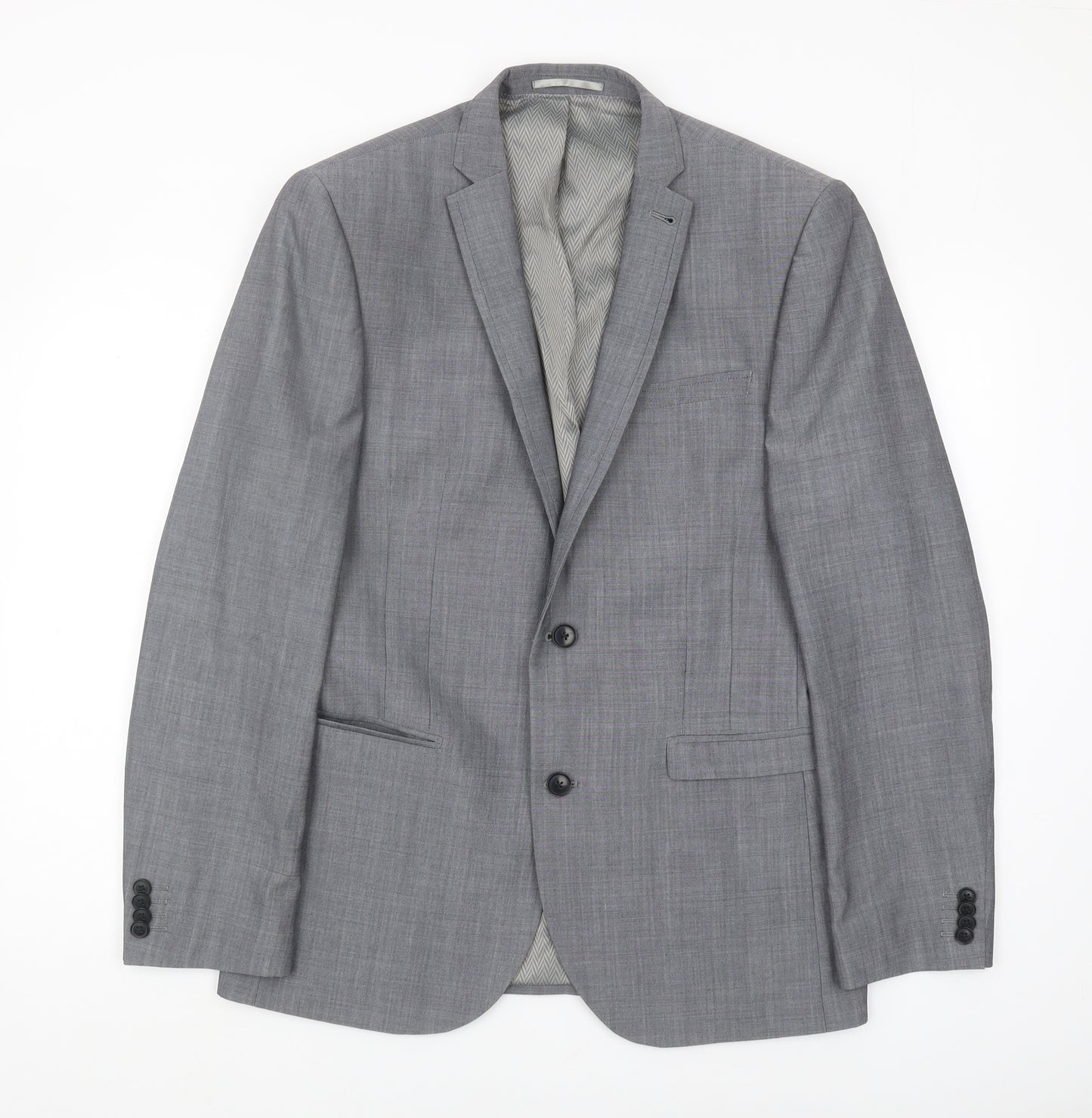 Next Men's Grey Wool Blazer, Size 40R Formal