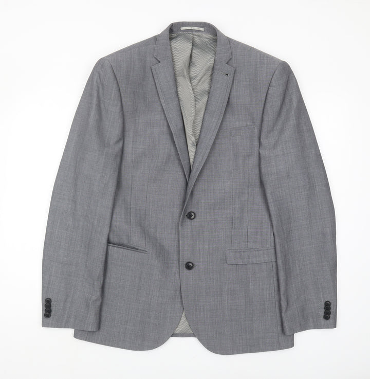 Next Men's Grey Wool Blazer, Size 40R Formal