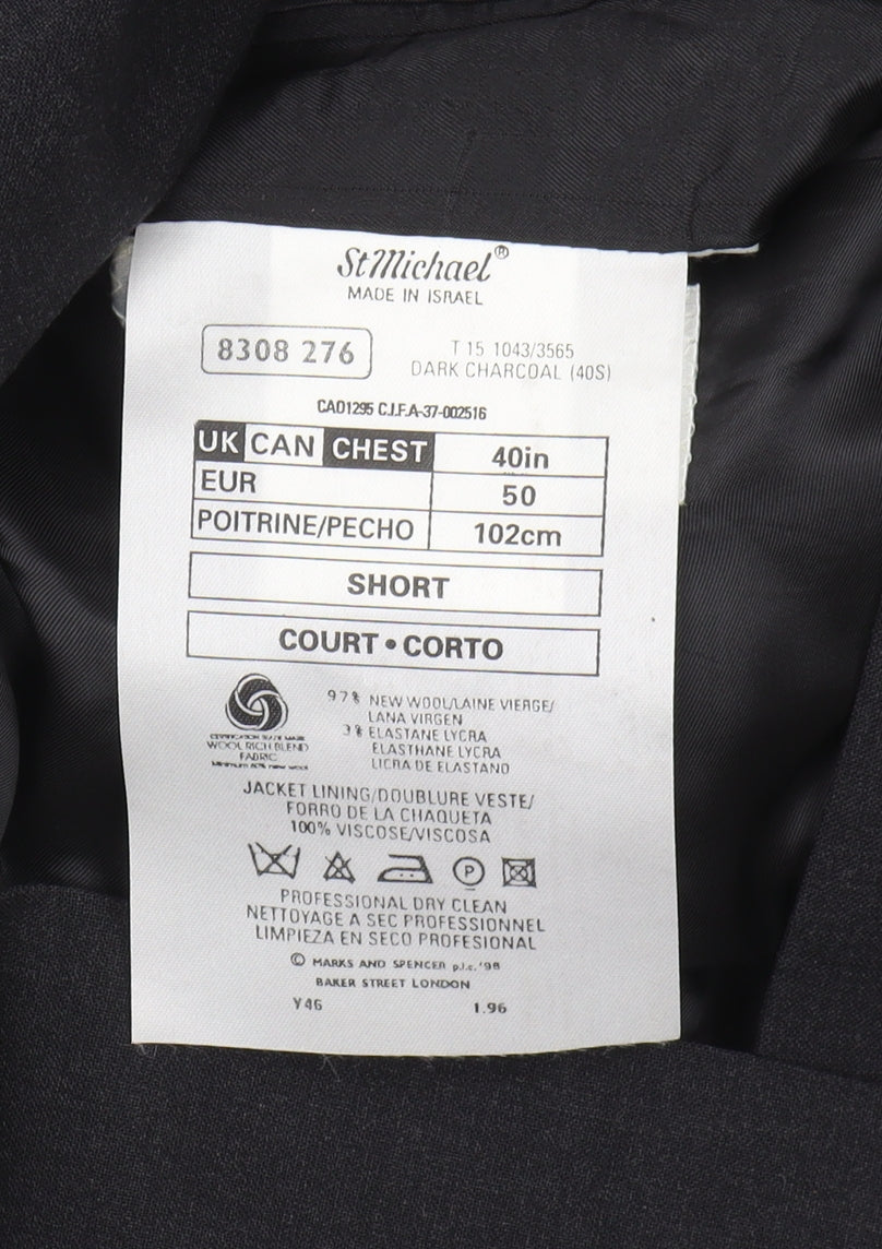 Marks and Spencer Men's Black Wool Blazer Jacket 40S