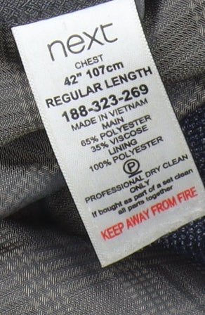 Next Men's Blue Blazer, 42R, Classic Formal Jacket