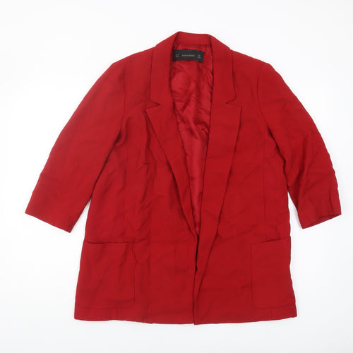 Zara Women's Red Blazer, Size 12, Viscose-Cotton Blend