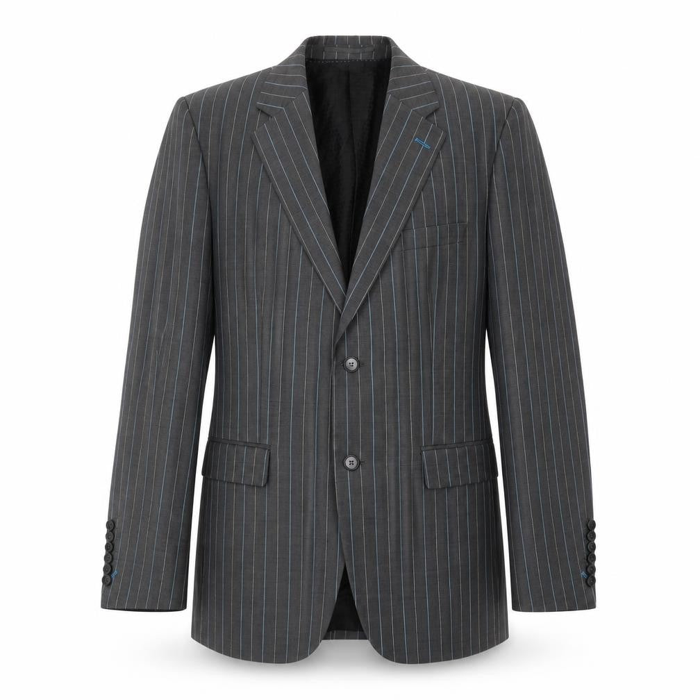 Front view of Gibson Men's Grey Striped Blazer 40 Regular Jacket