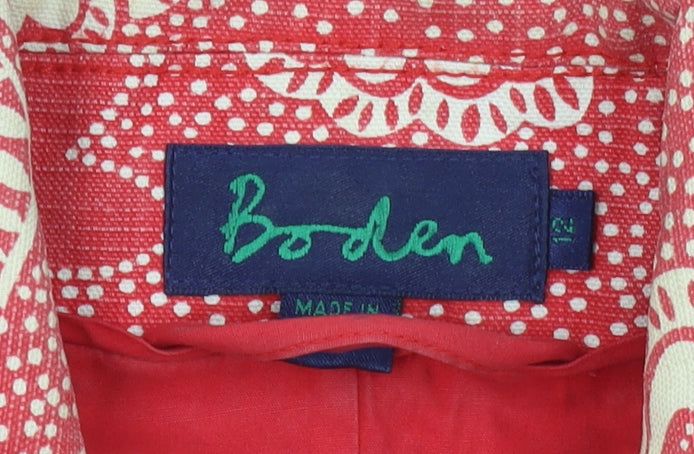 Boden Women's Red Floral Overcoat - Size Not Specified