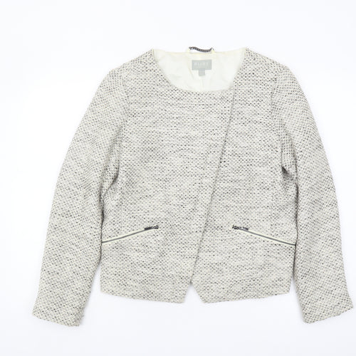 PURE Women's Grey Tweed Jacket Size 16 with Zipped Pockets