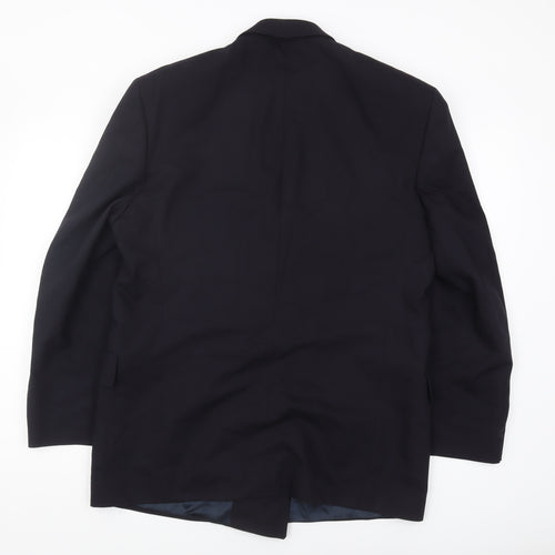 Jaeger Men's Blue Wool Double-Breasted Blazer 52S