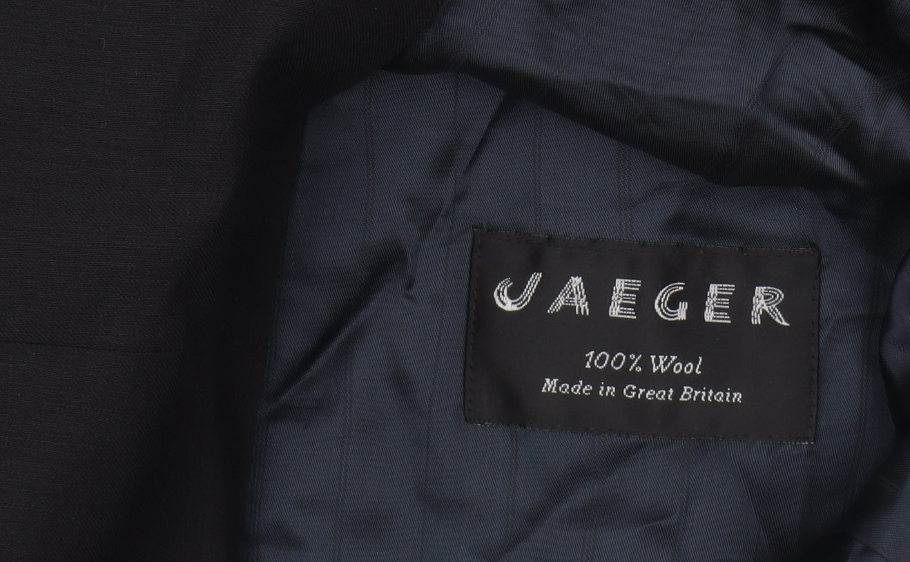 Jaeger Men's Blue Wool Double-Breasted Blazer 52S