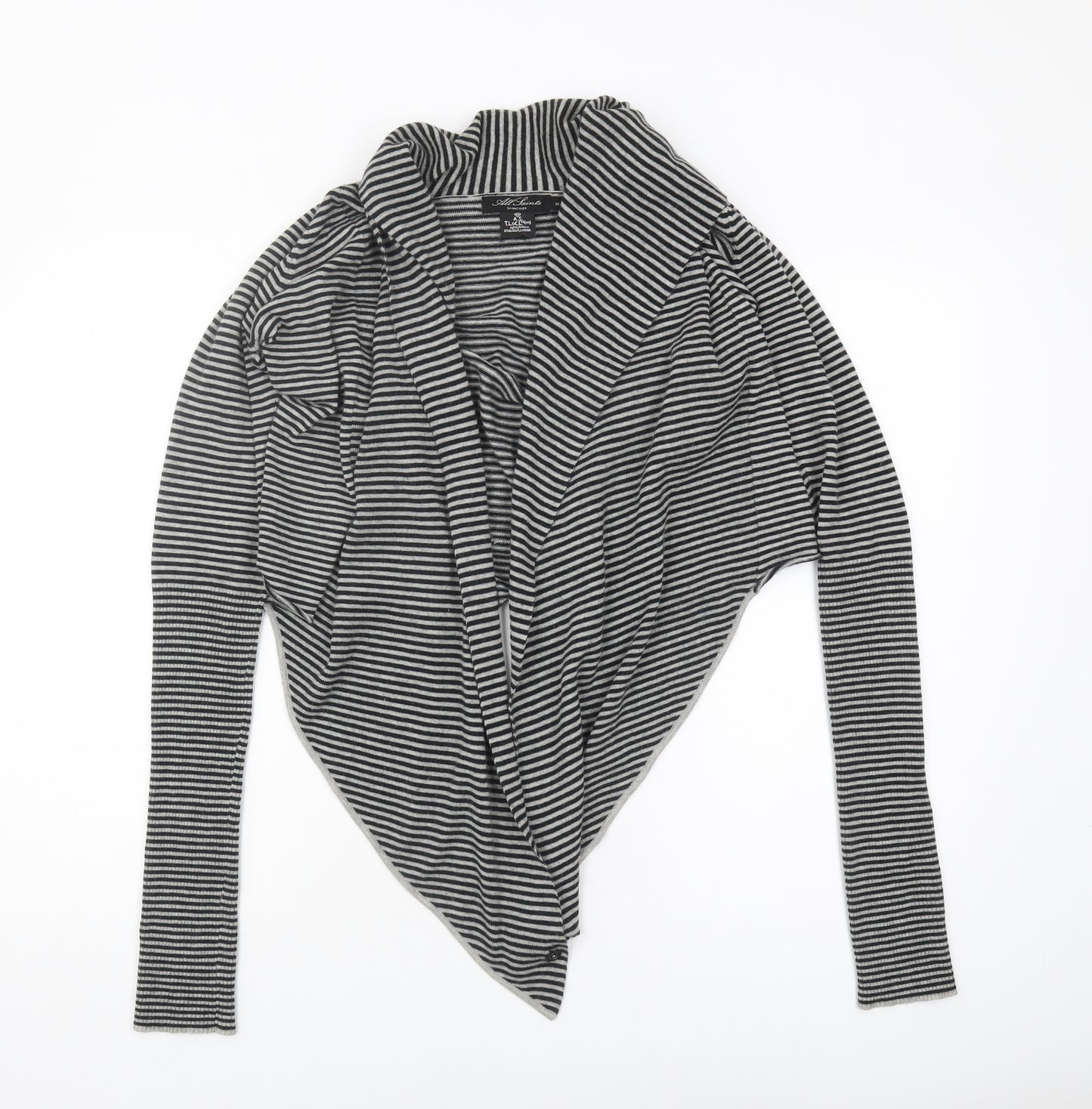 All Saints Women's Black Striped Cardigan Size S