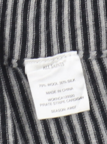 All Saints Women's Black Striped Cardigan Size S