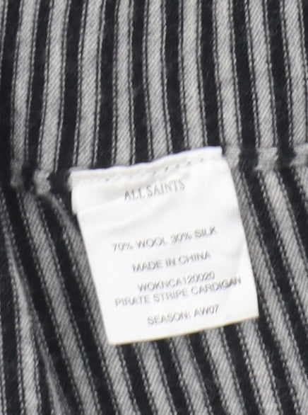 All Saints Women's Black Striped Cardigan Size S