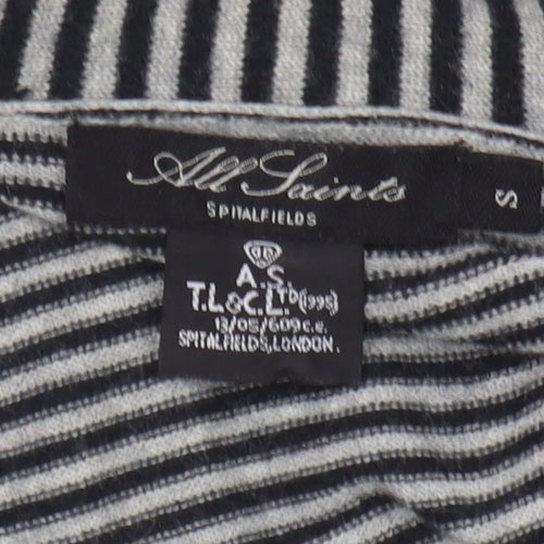 All Saints Women's Black Striped Cardigan Size S