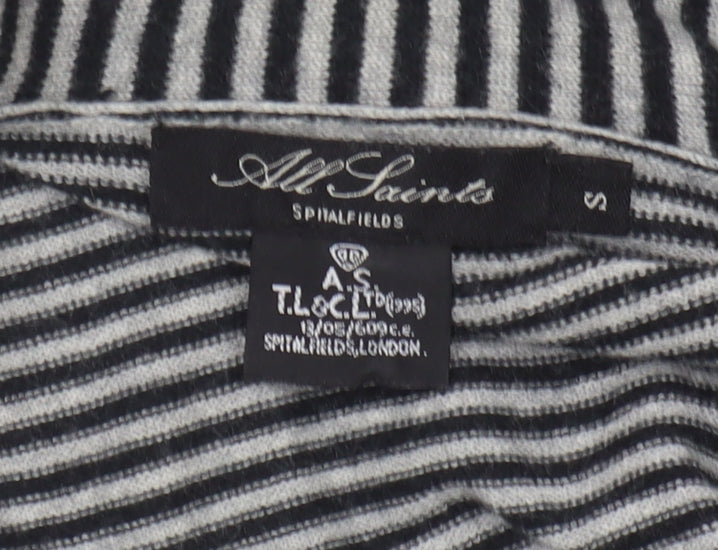 All Saints Women's Black Striped Cardigan Size S