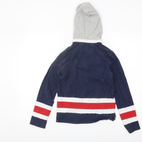 Tommy Hilfiger Boys Blue Hoodie, Size L, Logo Striped Design