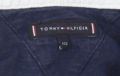 Tommy Hilfiger Boys Blue Hoodie, Size L, Logo Striped Design