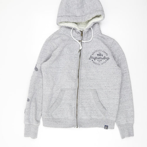 Superdry Women's Grey Full Zip Hoodie, UK 15