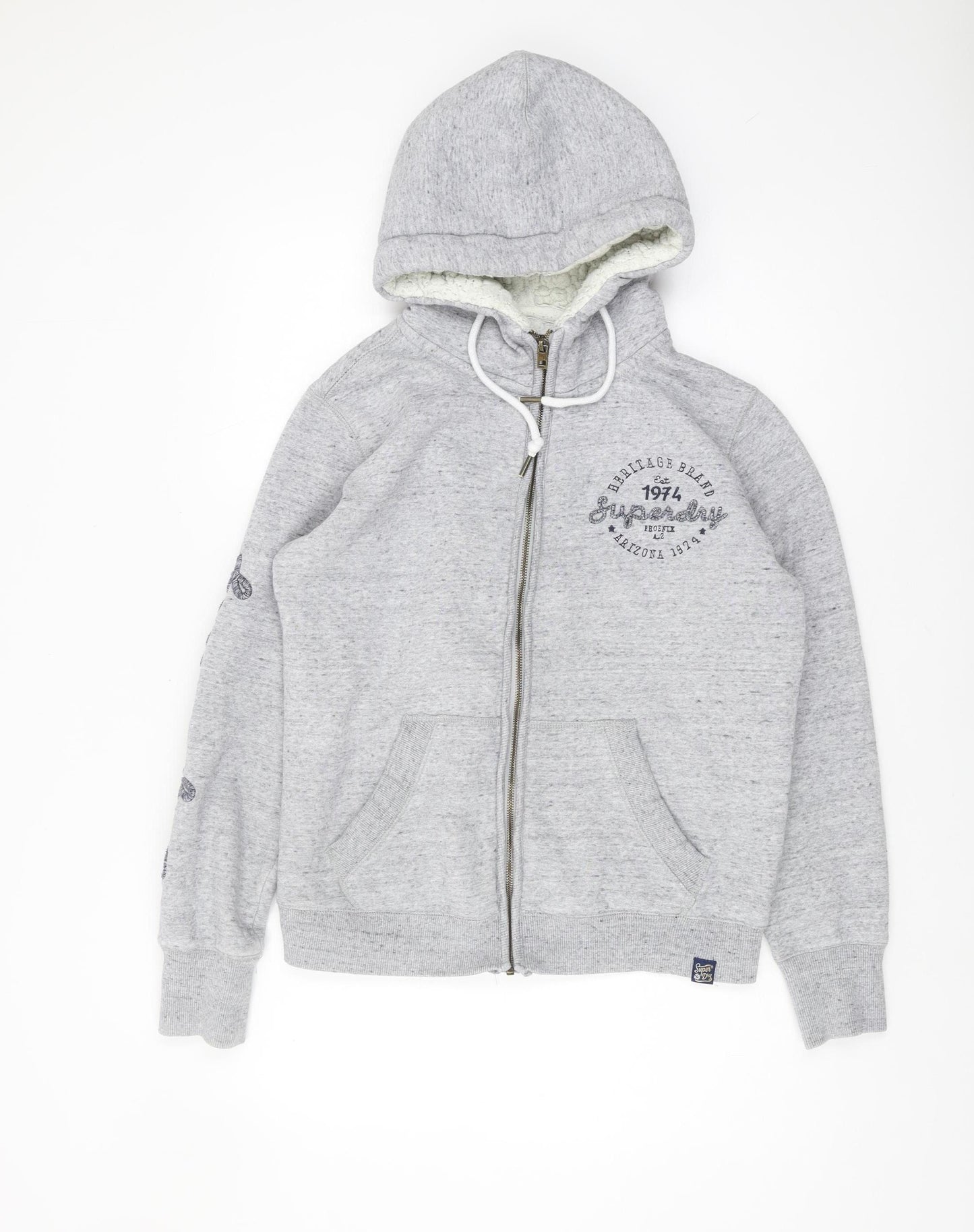 Superdry Women's Grey Full Zip Hoodie, UK 15