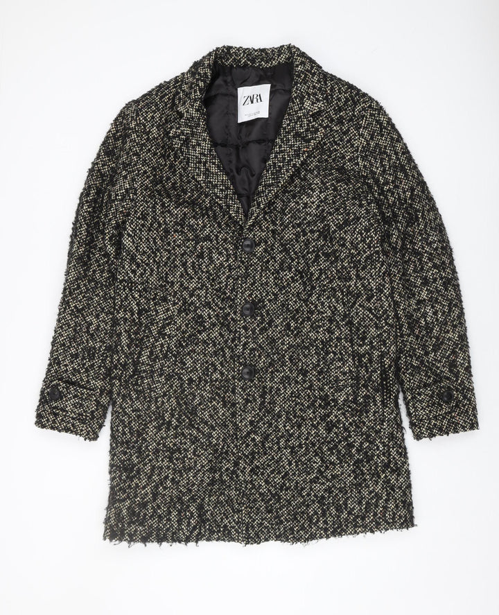 Zara Women's Black Tweed Pea Coat Size 10