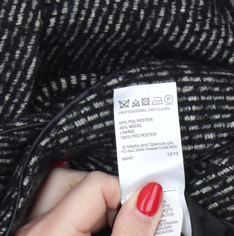 Marks and Spencer Women's Black Belted Coat Size 14