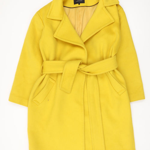 Jaeger Women's Yellow Angora Wool Blend Belted Coat, Size 14
