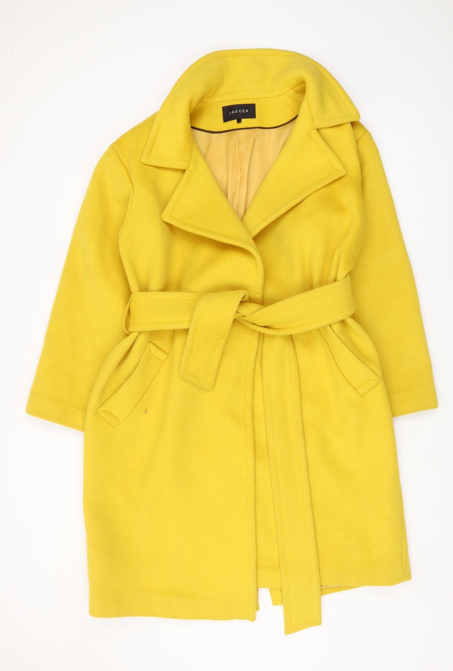 Jaeger Women's Yellow Angora Wool Blend Belted Coat, Size 14