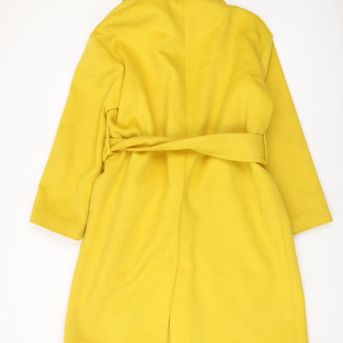 Jaeger Women's Yellow Angora Wool Blend Belted Coat, Size 14