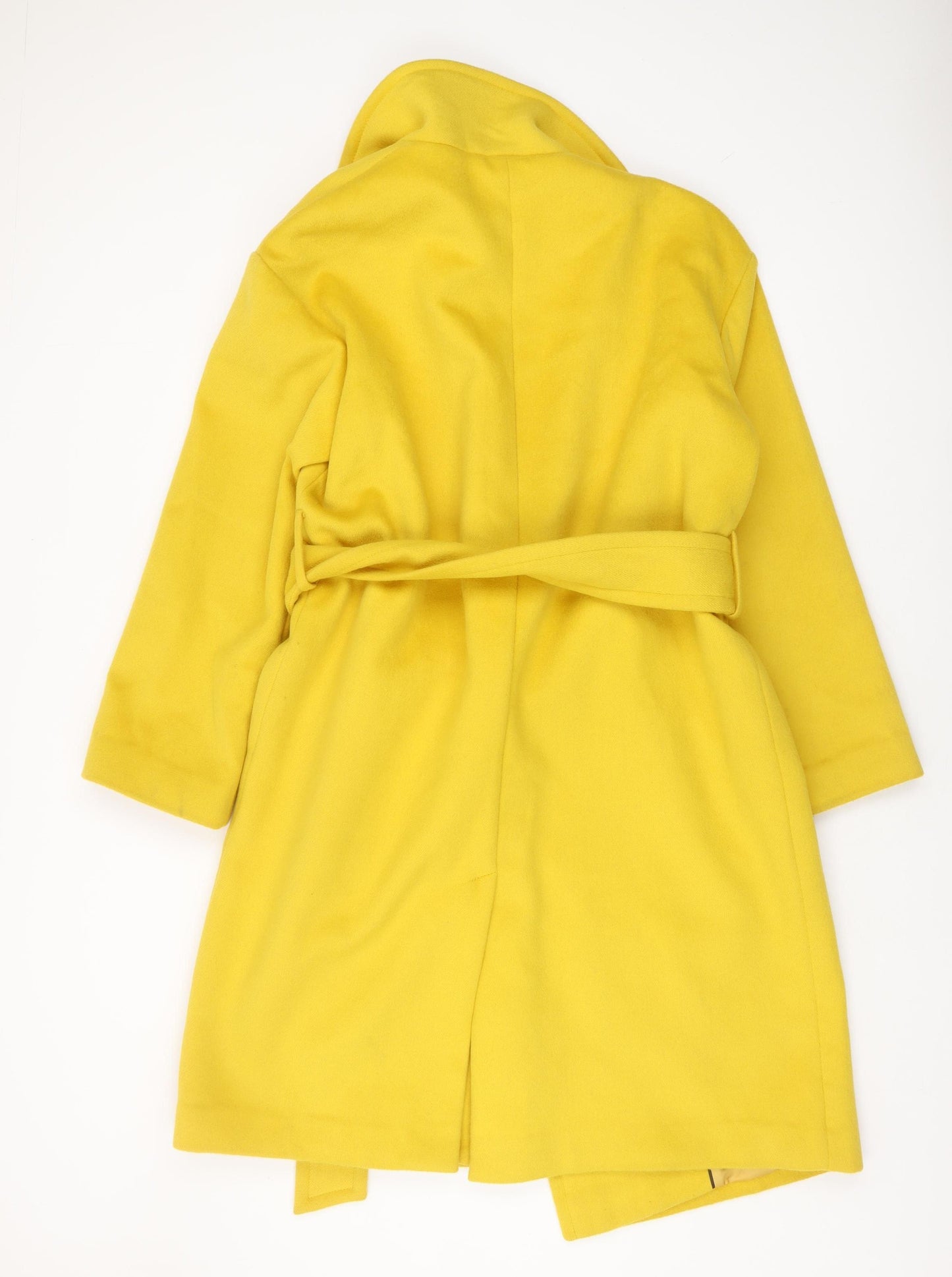 Jaeger Women's Yellow Angora Wool Blend Belted Coat, Size 14