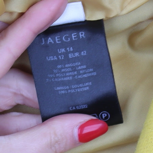 Jaeger Women's Yellow Angora Wool Blend Belted Coat, Size 14