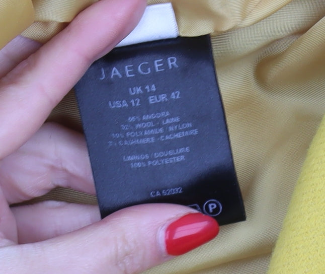 Jaeger Women's Yellow Angora Wool Blend Belted Coat, Size 14