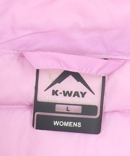 K-Way Women's Pink Puffer Jacket L Lightweight