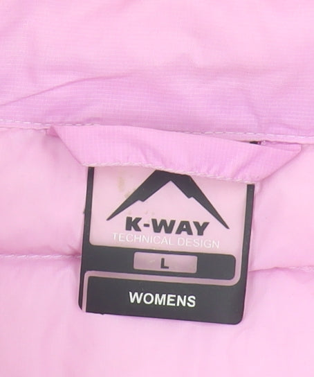 K-Way Women's Pink Puffer Jacket L Lightweight