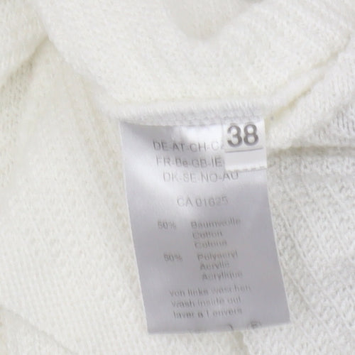 Faber Women's White Geometric Studded 3/4 Sleeve T-Shirt
