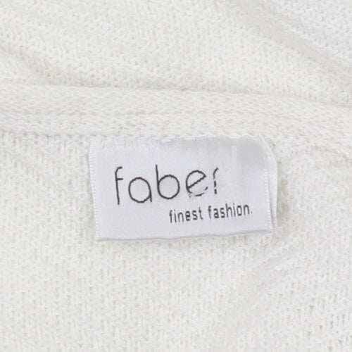 Faber Women's White Geometric Studded 3/4 Sleeve T-Shirt