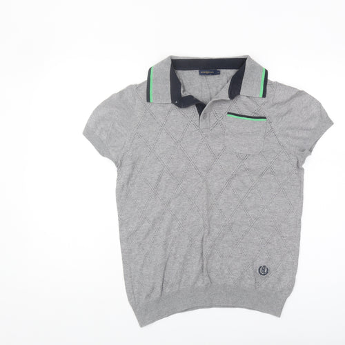 Henri Lloyd Men's Grey Polo Shirt, Size S, Argyle Pattern