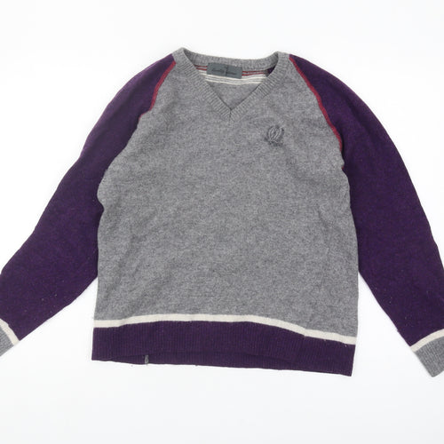 Next Women's Grey Purple Wool Blend Pullover Jumper M