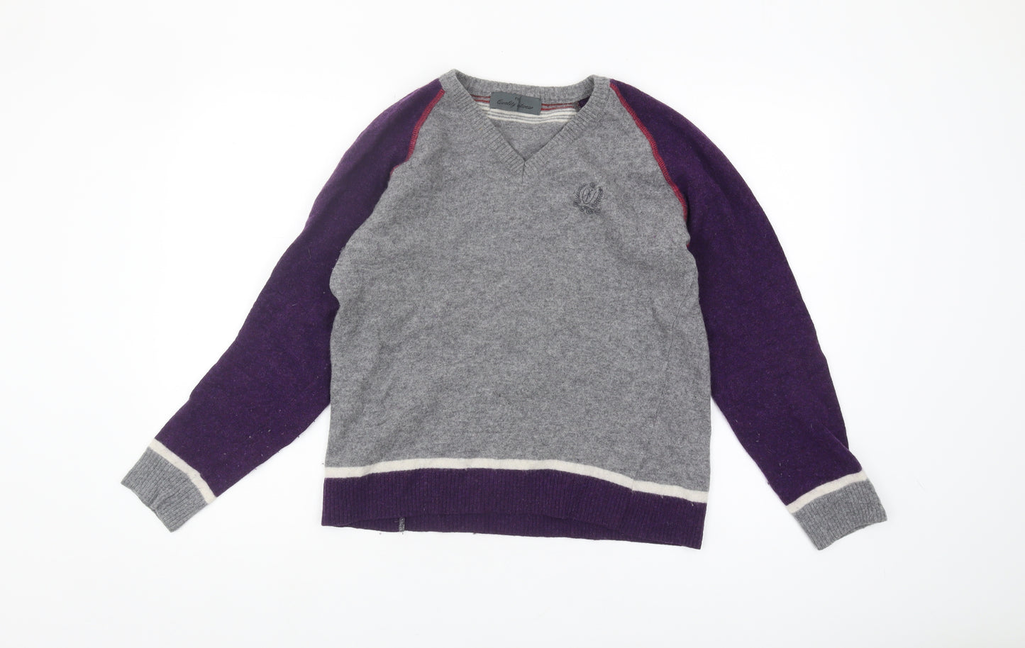 Next Women's Grey Purple Wool Blend Pullover Jumper M