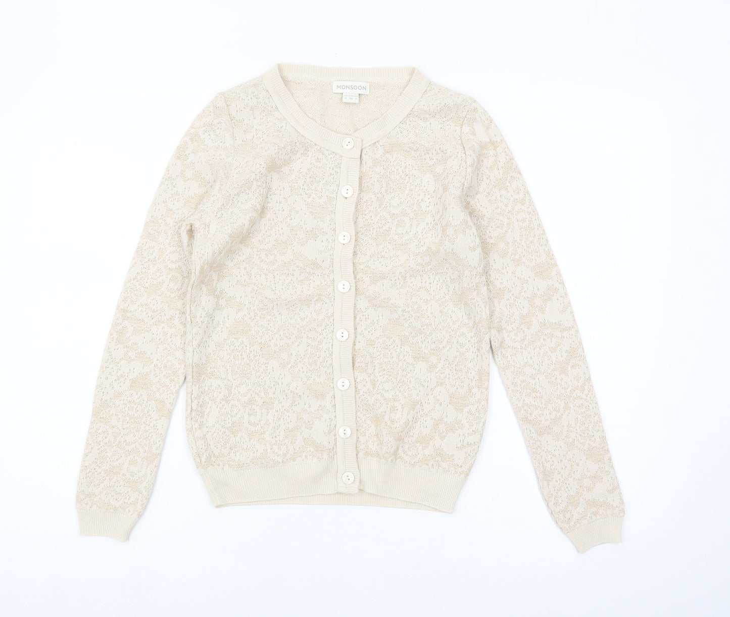 Monsoon Women's Beige Cardigan Size 8 Button Knit
