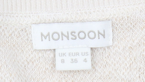 Monsoon Women's Beige Cardigan Size 8 Button Knit