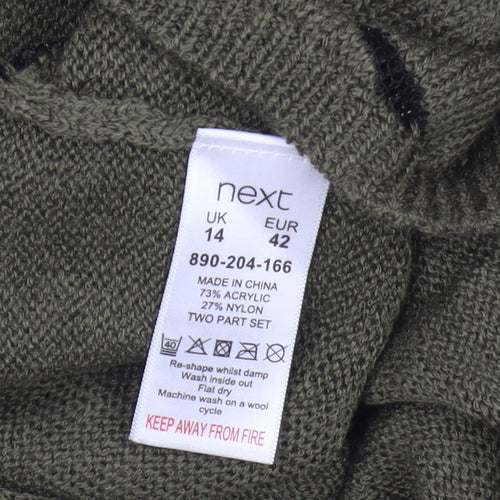 Next Women's Green Striped Jumper, Size 14, 3/4 Sleeve, Lightweight