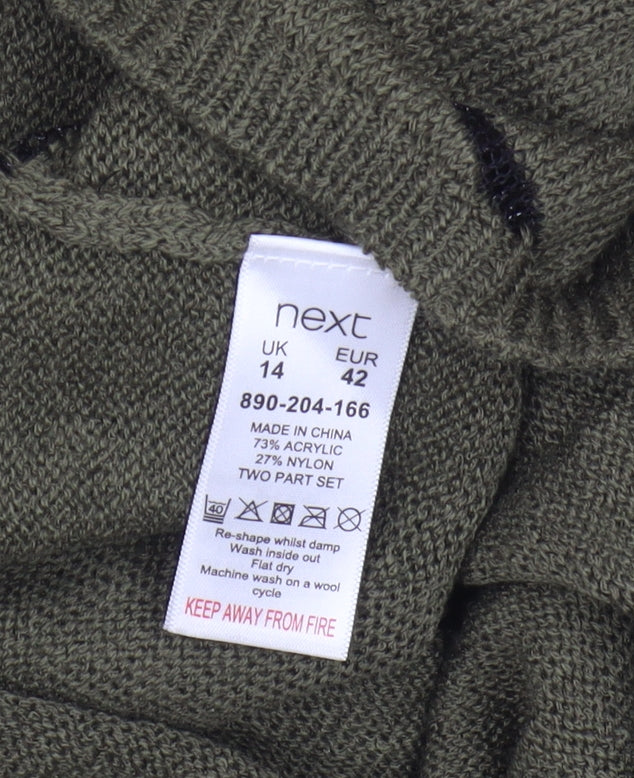 Next Women's Green Striped Jumper, Size 14, 3/4 Sleeve, Lightweight
