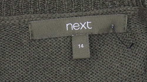 Next Women's Green Striped Jumper, Size 14, 3/4 Sleeve, Lightweight