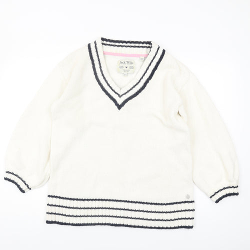 Jack Wills Women's Ivory V-Neck Pullover Jumper Size 12