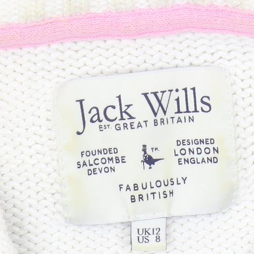 Jack Wills Women's Ivory V-Neck Pullover Jumper Size 12