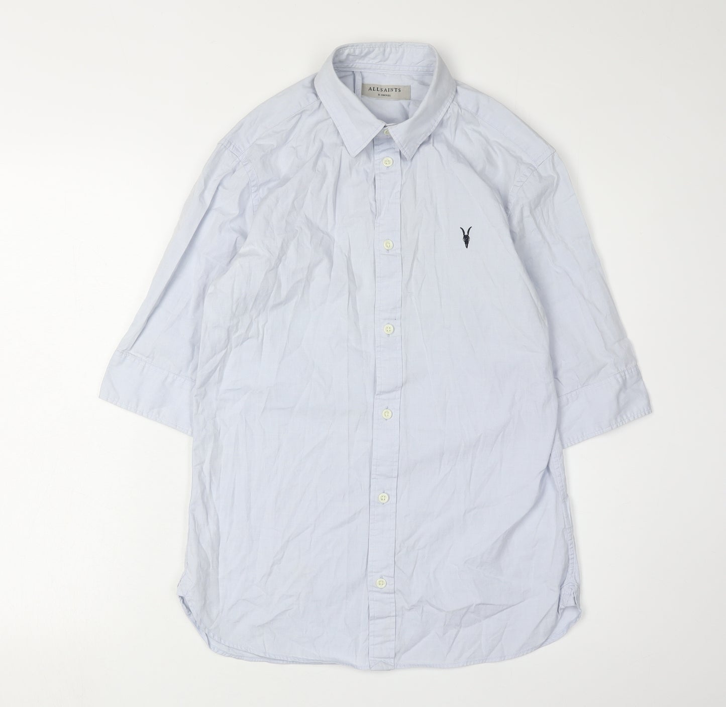 AllSaints Men's Blue XS 3/4 Sleeve Shirt
