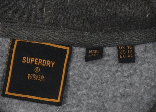 Superdry Women's Black Hoodie, UK 16, Casual Pullover